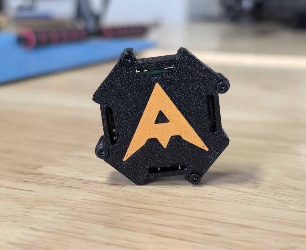 Assembled v2 case with the forward-facing A